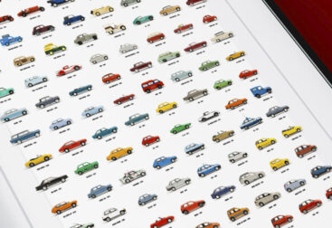 Picture of Fiat poster containing photographed miniature cars